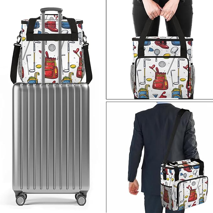 Golf Coffee Maker Carring Bag Large Insulated Storage Organizer Case Tote Bags with Shoulder Strap for Travel Work Picnic