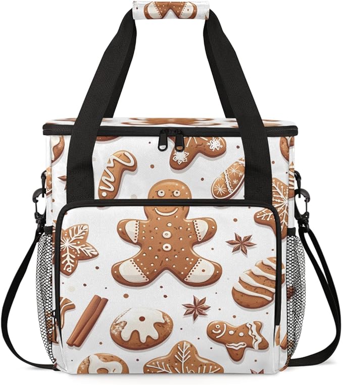 Dreamy Gingerbread Man Coffee Maker Carrying Bag Travel Storage Bag Compatible with K-Mini or K-Mini Plus Single Serve Coffee Brewer Carrying Case with Multiple Pockets &amp Shoulder Strap