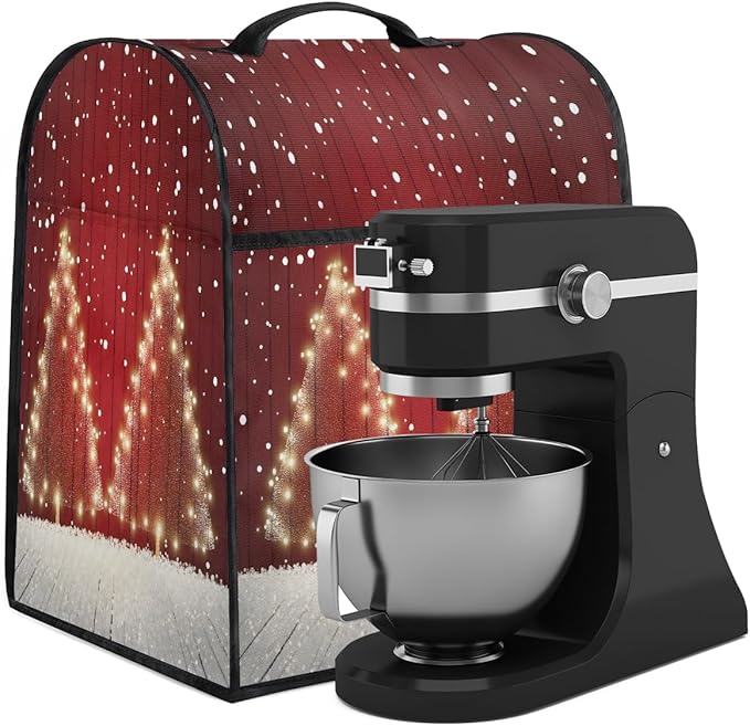 cfpolar Kitchen Aid Mixer Cover Compatible with 6-8 Quarts Christmas Tree Snowflakes Stand Mixer Cover Kitchen Aid Mixers Accessories Appliance Organizer Bag Dust Covers with Zipper Pocket