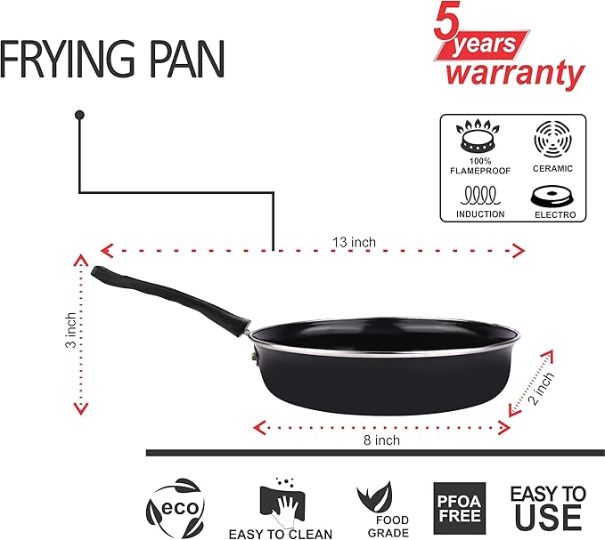 5 Piece Kitchen Accessories Set | Non Stick Induction Friendly Cookware | Kadai with Lid  Fry Pan  Tawa  Sauce &amp Tadka Pan | Ceramic Hard Anodized | Cast Iron Utensils