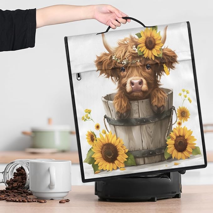 cfpolar Kitchen Aid Mixer Cover Compatible with 6-8 Quarts Sunflower Cute Highland Cattle Stand Mixer Cover Kitchen Aid Mixers Accessories Appliance Organizer Bag Dust Covers with Zipper Pocket