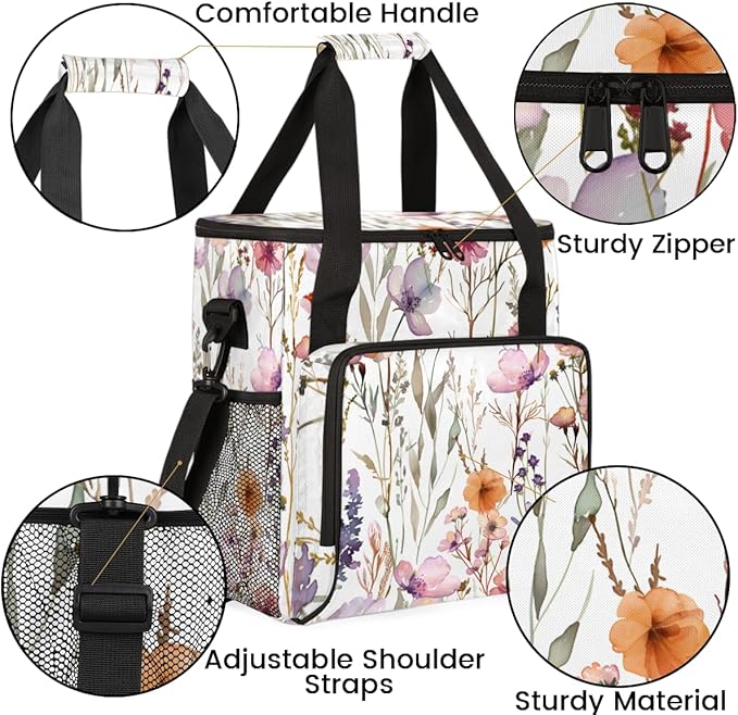 Vibrant Flower Coffee Maker Carrying Bag Portable Travel Storage Tote Bag Compatible with K-Mini or K-Mini Plus Single Serve Coffee Brewer Carrying Case with Multiple Pockets &amp Shoulder Strap
