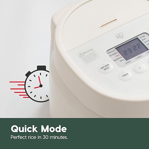 IRIS USA Micom Japanese Rice Cooker 5-Cup Uncooked/10-Cup Cooked Fuzzy Logic Kitchen Appliance with Recipe Presets Slow Cooker Steamer Hot Pot &amp Warming Function Compact &amp Portable for H