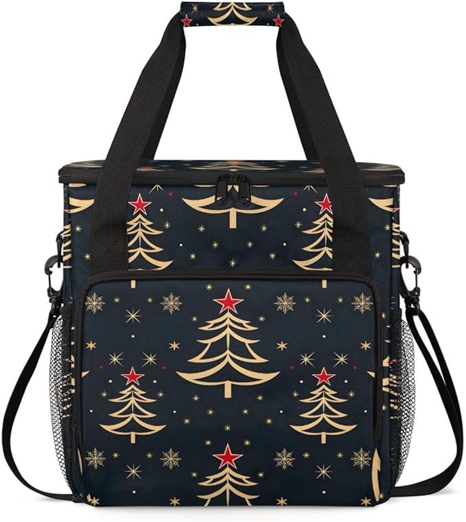 Oil Painting Tree Christmas Coffee Maker Carrying Bag Travel Storage Bag Compatible with K-Mini or K-Mini Plus Single Serve Coffee Brewer Carrying Case with Multiple Pockets &amp Shoulder Strap