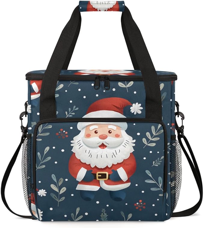 Mystical Santa Claus Coffee Maker Carrying Bag Glitter Santa Claus Travel Storage Bag Compatible with K-Mini or K-Mini Plus Single Serve Coffee Brewer Carrying Case with Pockets &amp Shoulder Strap