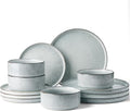 Famiware Annecy Plates and Bowls Sets 12 Pieces Dinnerware Sets Microwave and Dishwasher Safe Dishes Set for 4 Chip and Scratch Resistant Grey-Blue