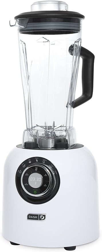 Dash Chef Series 64 oz Blender with with Stainless Steel Blades + Digital Display for Coffee Drinks Frozen Cocktails Smoothies Soup Fondue &amp More 1400-Watt - White