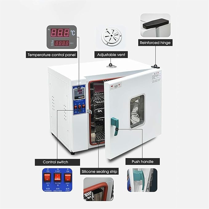 Electric Heating Constant Temperature Blast Drying Oven Laboratory Test High Temperature Small Oven Oven Industrial Dryer 300 Degree CThermostat Control and Led Display16L