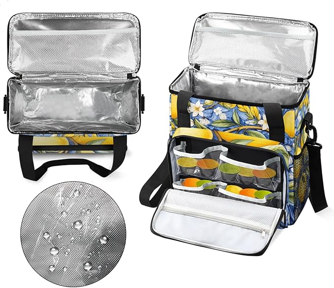 Lemons Coffee Maker Travel Bag for Keurig K-Mini/K-Mini Plus Insulated Waterproof Tote with Pockets for K-Cup Portable Single-Serve Brewer Case