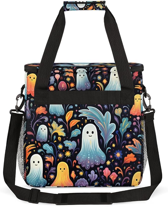 Halloween Ghosts Coffee Maker Carrying Bag Portable Travel Storage Tote Bag Compatible with K-Mini or K-Mini Plus Single Serve Coffee Brewer Carrying Case with Multiple Pockets &amp Shoulder Strap