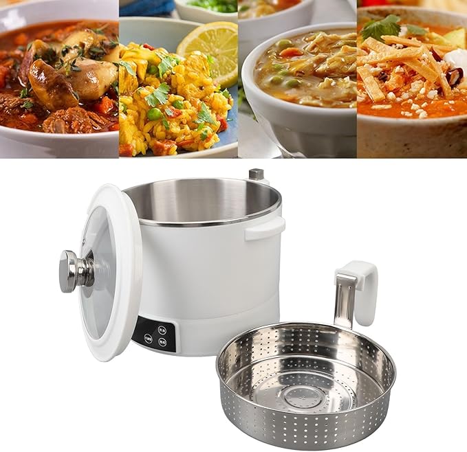 3L Electric Hot Pot - Rice Cooker Small Stainless Steel Inner Lifting Low Sugar Rice Cooker Electric Steamer Low Carb Rice Maker Shabu Shabu Pot Soup Pot Electric