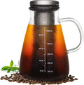 Cold Brew Iced Coffee Maker 34oz Brewed Coffee Pot with Removable Double Mesh 304 Stainless Steel Filter BPA-Free Cold Brew Pitcher Glass Container Tea Maker
