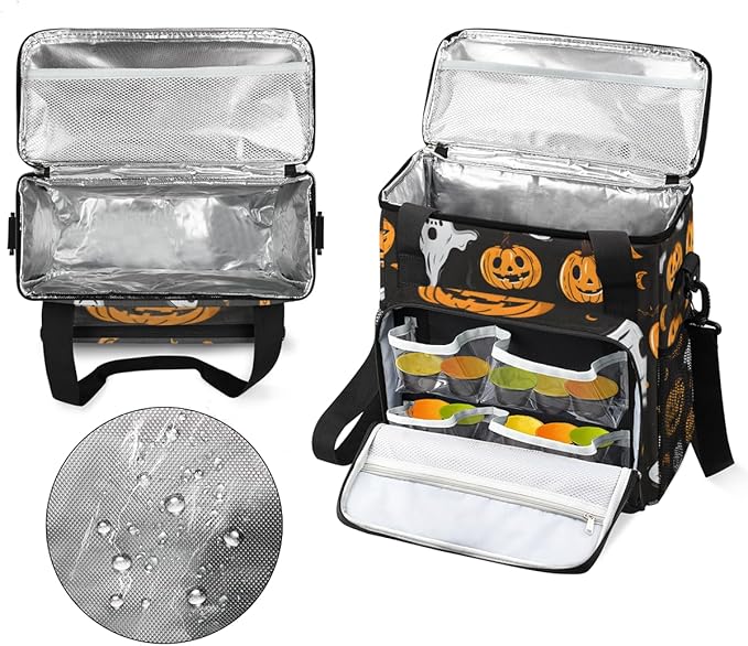 Halloween Pumpkin Coffee Maker Carrying Bag Magical Pumpkin Travel Storage Bag Compatible with K-Mini or K-Mini Plus Single Serve Coffee Brewer Carrying Case with Multiple Pockets &amp Shoulder Str