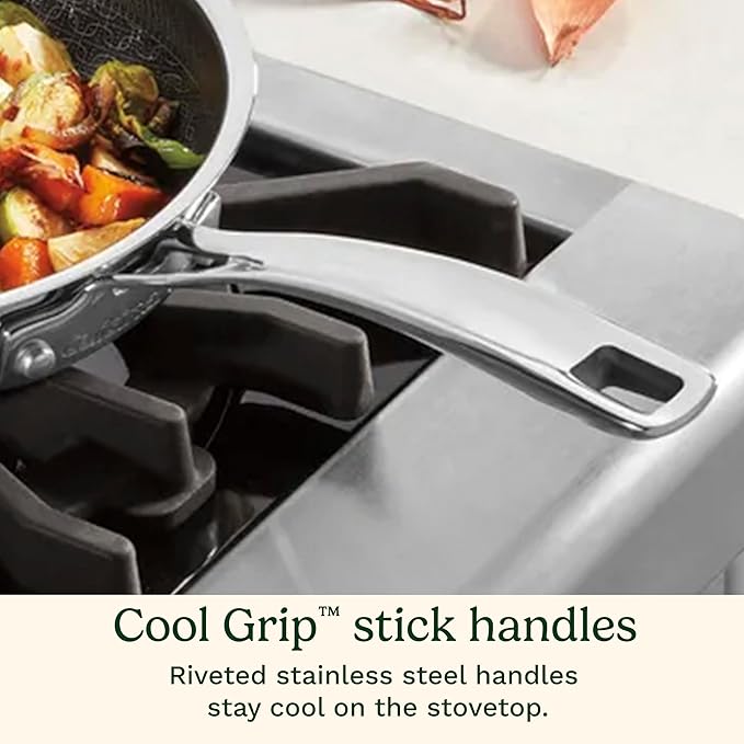 Cuisinart FusionPlus Hybrid Nonstick Stainless Steel Cookware Set 2-Piece Skillet Cooking Set with PFAS-Free PURELYSEAR Ceramic Non Stick Technology Scratch Proof Cool Grip Handles Dishwasher Safe