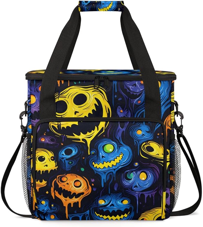 Spooky Ghosts Coffee Maker Carrying Bag Cartoon Ghosts Travel Storage Bag Compatible with K-Mini or K-Mini Plus Single Serve Coffee Brewer Carrying Case with Multiple Pockets &amp Shoulder Strap