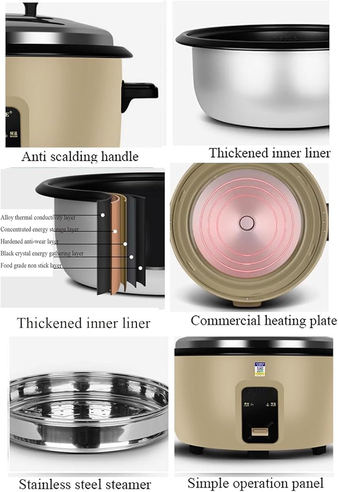 Large Rice Cooker with Steamer (8L-45L) Canteen Commercial Hotel Home Old-fashioned Large Capacity Rice Cooker 8-60 PeopleUS/EU Used(10L)