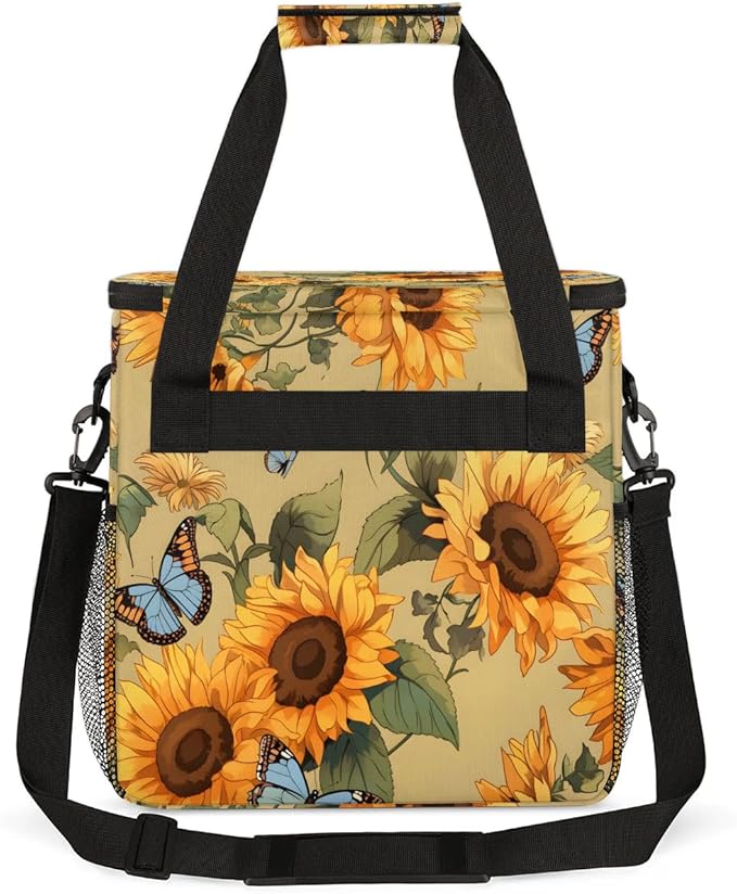 Butterfly Sunflower Prints Coffee Maker Carrying Bag for Keurig K-Mini or K-Mini Plus Storage Portable Coffee Maker Travel Bag