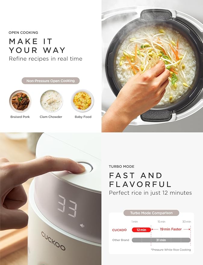 CUCKOO Twin Pressure Rice Cooker 10-Cup Uncooked / 20-Cup Cooked with Induction Heating Technology 20 Menu Modes with Voice Guide Large Rice Maker Multi-Cooker &amp Pressure Cooker (CRP-LHTR1009FW)