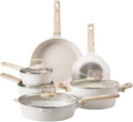 17 Piece Pots and Pans Set Nonstick Granite Cookware Induction Compatible Kitchen Set - White