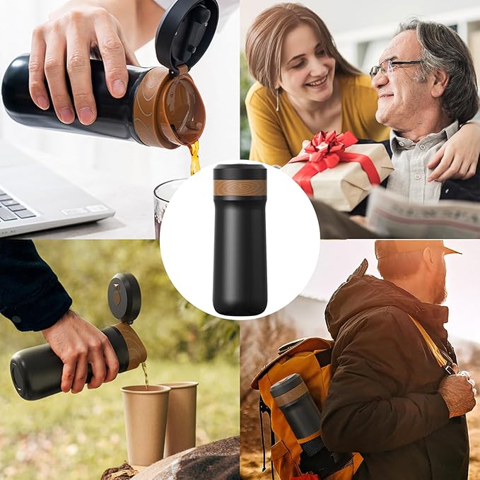 French Press Coffee Maker 320ML Stainless Steel Portable Hot &amp Cold Brew Vacuum Insulated Travel Mug