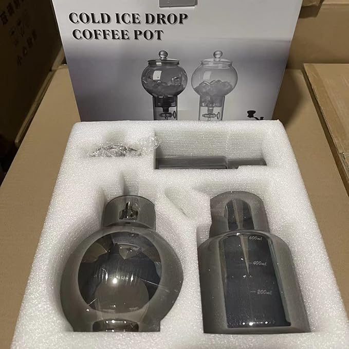 NA Ice Drip Coffee Maker 600ml Iced Coffee Maker Glass Cold Brew Maker with Filter for Home Office Bar Cafe (clear)