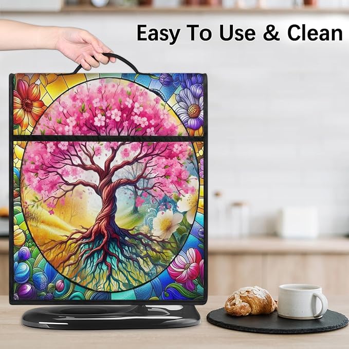 cfpolar Kitchen Aid Mixer Cover Compatible with 6-8 Quarts Tree Of Life Flower Stand Mixer Cover Kitchen Aid Mixers Accessories Appliance Organizer Bag Dust Covers with Zipper Pocket