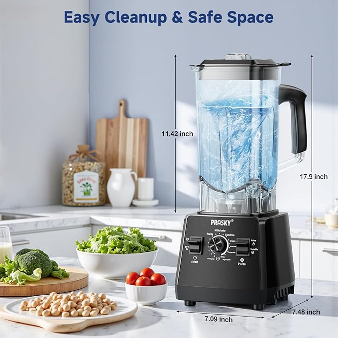 Blender Smoothies 102oz Large Capacity Kitchen Blender 1000Watts Motor 2-in-1 Professional Countertop Blenders and Grinder Combo Frozen Fruit Ice Crush Nuts BPA-Free - Black
