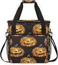 Cartoon Pumpkin Coffee Maker Carrying Bag Glitter Pumpkin Travel Storage Bag Compatible with K-Mini or K-Mini Plus Single Serve Coffee Brewer Carrying Case with Multiple Pockets &amp Shoulder Strap