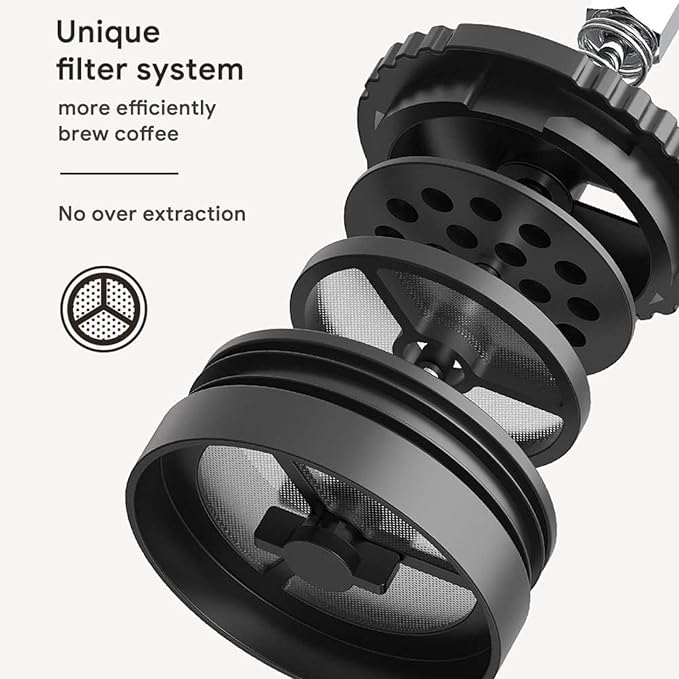 Portable French Press Coffee Maker Travel French Coffee Maker Stainless Steel Coffee Mug 12 oz Double Mesh Filter Great for Camping and Traveling