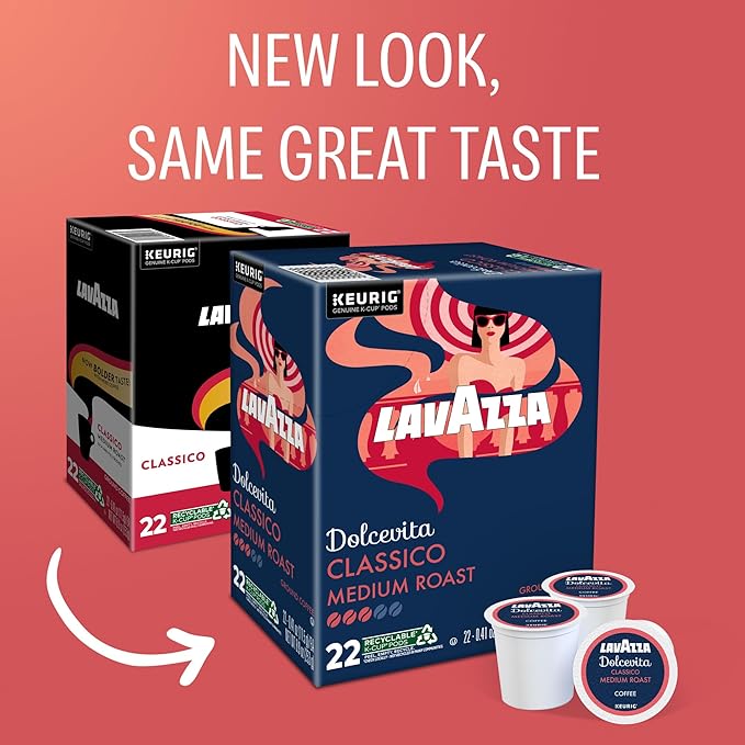 Lavazza Dolcevita Classico Single-Serve Keurig K-Cup Pods Medium Roast Coffee 88-Count Box (4 Packs of 22)