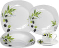 Lorren Home Trends 20Piece Square Dinnerware Set Service For 4-Olive Olive