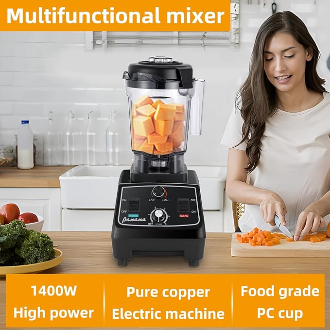 Panana Professional Countertop Blender 1400W for Shakes and Smoothies Home &amp Commercial With Timer and Speed Control 68oz BPA-Free Dishwasher Safe