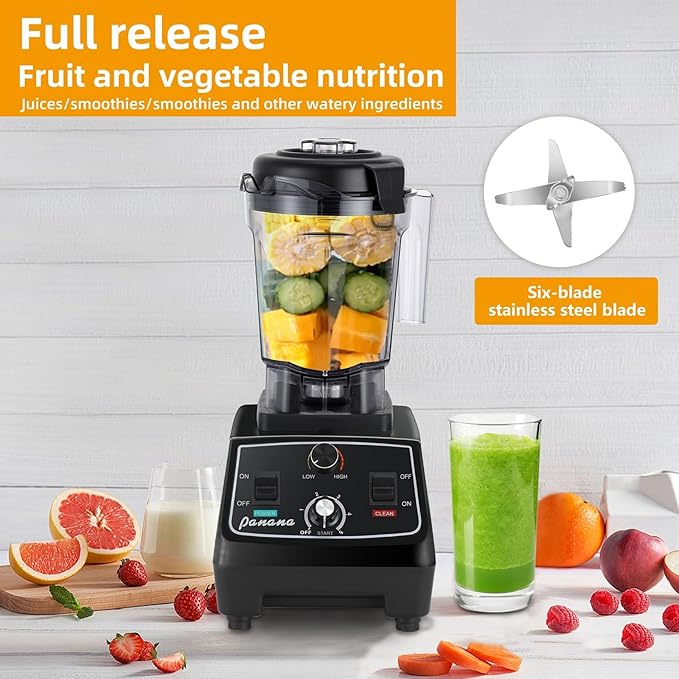 Panana Professional Countertop Blender 1400W for Shakes and Smoothies Home &amp Commercial With Timer and Speed Control 68oz BPA-Free Dishwasher Safe