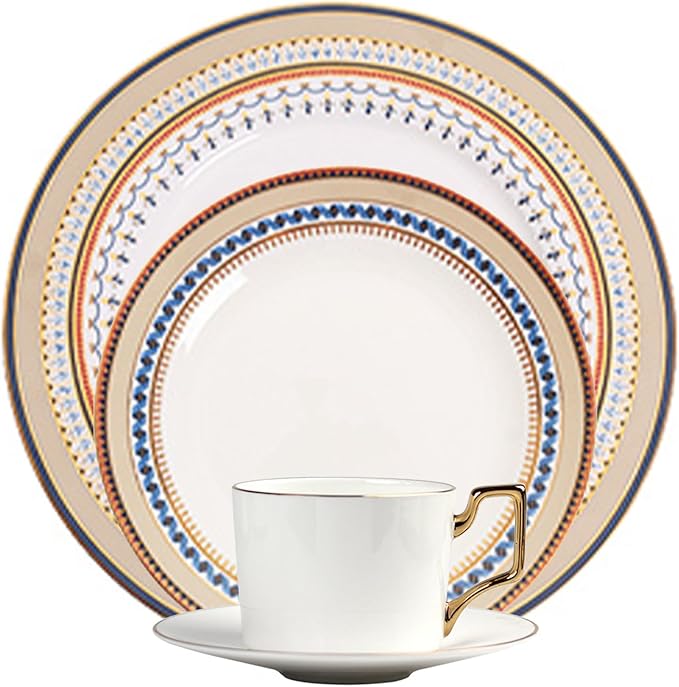 24 piece bone china dinnerware set dishes set for 6 elegant coffee cups and plates sets for party dinner christmas for mom and grandmother British court style