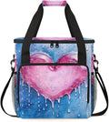 Pink Heart Coffee Maker Carrying Bag Portable Travel Storage Tote Bag Compatible with K-Mini or K-Mini Plus Single Serve Coffee Brewer Carrying Case with Multiple Pockets &amp Shoulder Strap