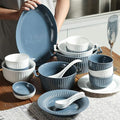 Dinner SetCeramics Dinner Sets 40 Pieces Retro Vertical Pattern Porcelain Dinnerware Combination Set For Family Party | Cereals Bowls And Steak Plates Sets