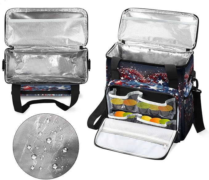 Firework-Frenzy 4th of July Coffee Maker Carrying Bag Travel Storage Bag Compatible with K-Mini or K-Mini Plus Single Serve Coffee Brewer Carrying Case with Multiple Pockets &amp Shoulder Strap