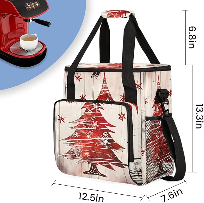 Christmas Tree Coffee Maker Carrying Bag Magical Tree Travel Storage Bag Compatible with K-Mini or K-Mini Plus Single Serve Coffee Brewer Carrying Case with Multiple Pockets &amp Shoulder Strap