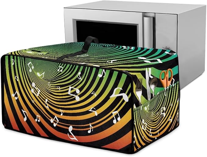 Music Pattern Bread Maker Covers Anti Dust Toaster Oven Cover for Kitchen Counter Decorative Toaster Oven Air Fryer Cover Compatible with Air Fryer Toasters Smart Oven Black