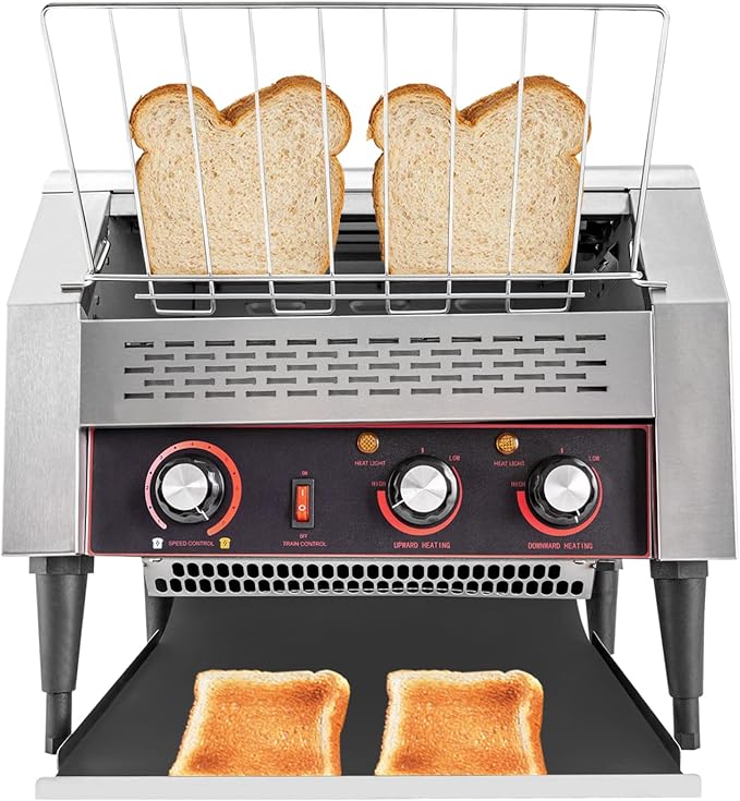 450 Slices/H Commercial Conveyor Toaster 2600W 7 Gears Electric Stainless Steel Restaurant Toaster Oven with Crumb Tray for Restaurants Hotels 18.31 * 16.42 * 15.27in