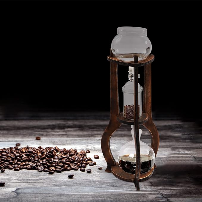 Iced Coffee Cold Brew Drip Tower Coffee Maker Wooden Suitable for Home Coffee Shops Cafes and Offices to Make Delicious Cold Extracted Coffee (6-8 cup)