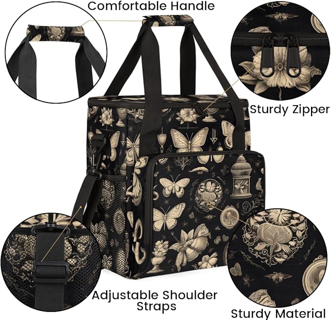 Watercolor Butterfly Coffee Maker Carrying Bag Retro Butterfly Travel Storage Bag Compatible with K-Mini or K-Mini Plus Single Serve Coffee Brewer Carrying Case with Pockets &amp Shoulder Strap