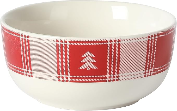 Martha Stewart Christmas Plates 12 Piece Decorated Red and White Stoneware Dinnerware Set