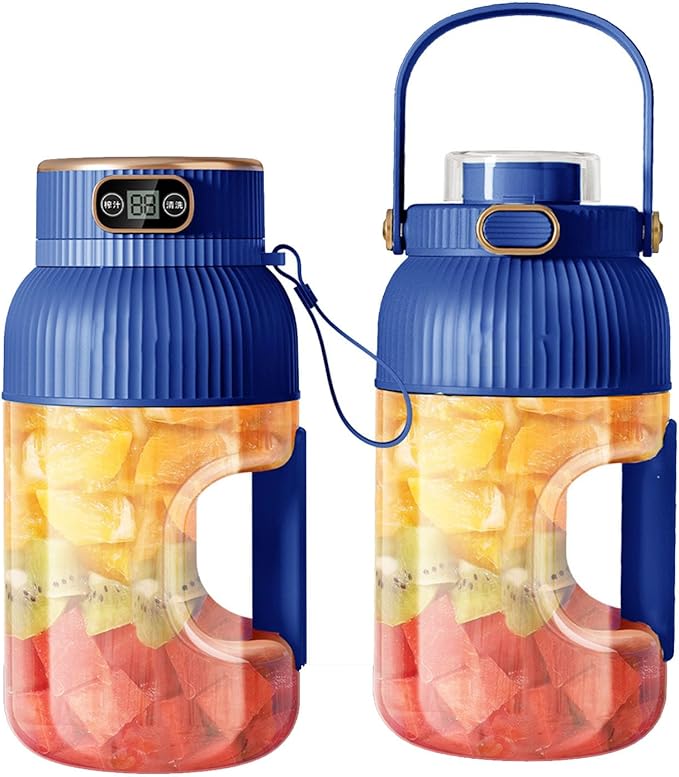 Portable Blender portable blender cup for Shakes and Smoothies powerful motor driving ten-blade cutter head TYPE-C fast charging head 42Oz (1200ml) large capacity (BLUE 2 BARREL)