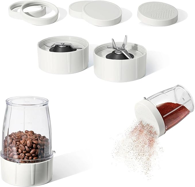 Personal Blender Set 12-Piece 240W Compact Single Serve Blender with Blending and Grinding Cups BPA-Free Dishwasher Safe (White Icing)