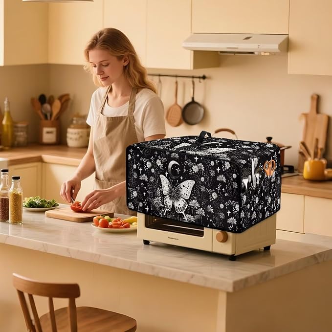 Butterfly Plants Dustproof Toaster Oven Cover Waterproof Air Fryer Compatible for Air Fryer/French Door 360 Air Fryer Toaster Oven Combo With Organizing Side Pockets