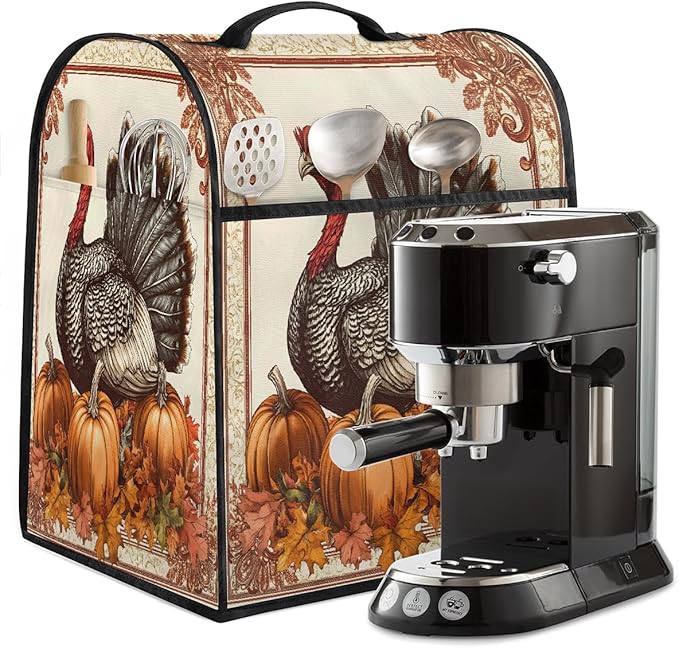 cfpolar Kitchen Aid Mixer Cover Compatible with 6-8 Quarts Turkey Thanksgiving Pumpkin Stand Mixer Cover Kitchen Aid Mixers Accessories Appliance Organizer Bag Dust Covers with Zipper Pocket