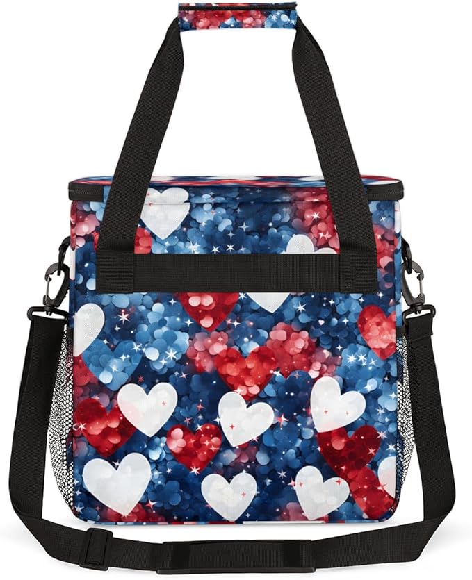 Heartfelt Freedom 4th of July Coffee Maker Carrying Bag Travel Storage Bag Compatible with K-Mini or K-Mini Plus Single Serve Coffee Brewer Carrying Case with Multiple Pockets &amp Shoulder Strap