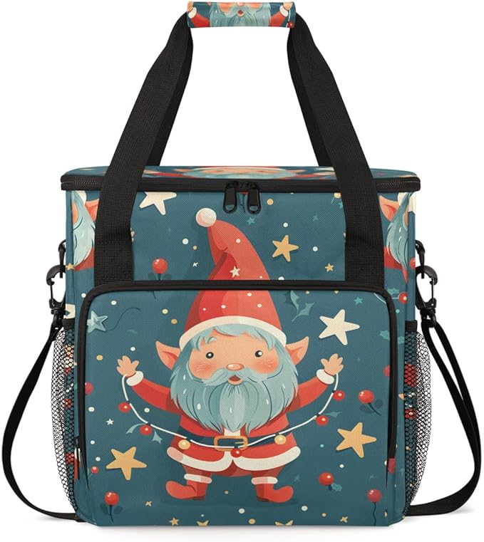 Mystical Santa Claus Coffee Maker Carrying Bag Xmas Santa Claus Travel Storage Bag Compatible with K-Mini or K-Mini Plus Single Serve Coffee Brewer Carrying Case with Pockets &amp Shoulder Strap