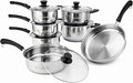 Chandler Stainless Steel Cookware Set 13-piece Pots and Pans with Tempered Glass Lid - Cooking Set with Deep Pans Saucepans &amp Pots Compatible for Family Meals (13-Pieces Stainless Steel)